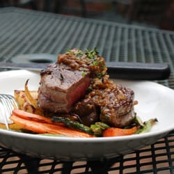 Mona Lisa's - Dry Aged Ribeye with Roasted Organic Carrots and Potato Gratin