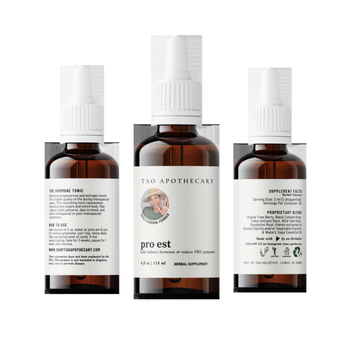 Tao Apothecary - Pro Est hormone balancer for women - optimizes the right balance of progesterone and estrogen naturally; relieves PMS symptoms. - Naturopathic/Holistic Near Me Tao Apothecary - Pro Est hormone balancer for women - optimizes the right balance of progesterone and estrogen naturally; relieves PMS symptoms. - Naturopathic/Holistic Near Me
