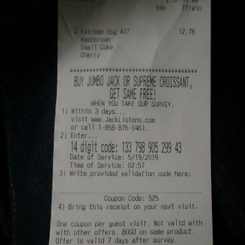 Jack in the Box - Receipt - Tacos Near Me - Victorville, California Jack in the Box - Receipt - Tacos Near Me - Victorville, California