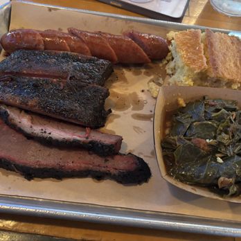 Hank's Texas BBQ - Brisket smoked sausage greens and corn bread - Barbeque Near Me - Columbus, Ohio