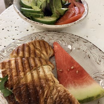 Cafe Soleil - Gig and blue cheese pressed croissant with a side salad and vinegret dressing - Bakeries Near Me - St. Pete Beach, Florida
