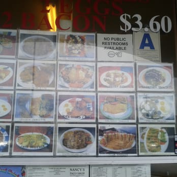 Nancy's Taco Shop 2 - Another Nancy's window notice the A for standard - Mexican Near Me - La Mesa, California