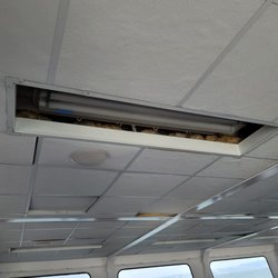 Blue & Gold Fleet - The roof is falling apart in the cabin exposing itchy insulation.