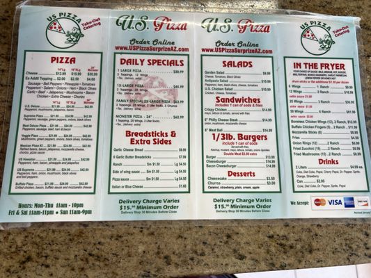 Menu photo 1 US Pizza Surprise, AZ Menu photo 1 US Pizza Surprise, AZ