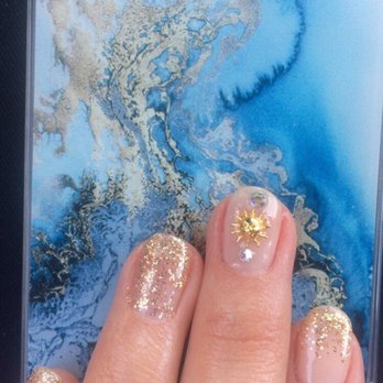 Top Nails - Gel manicure with rhinestone design - Nail Salons Near Me - Altadena, California