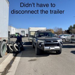 Point S Pro Tire - Pull through driveway for changing tires on trailers without disconnecting - nice!