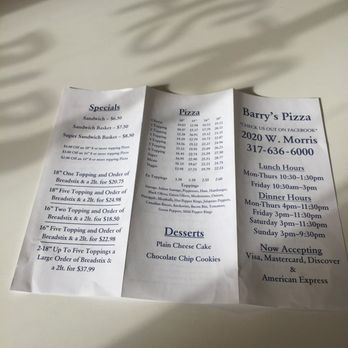 Barry's Pizza & Wings - the menu - Pizza Near Me - Indianapolis, Indiana Barry's Pizza & Wings - the menu - Pizza Near Me - Indianapolis, Indiana