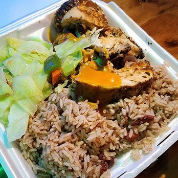 Jerk Center - White/dark jerk chicken with steamed fresh cabbage and rixe/peas. Loved the addl veggies in with the cabbage. - Caribbean Near Me - Tarpon Springs, Florida Jerk Center - White/dark jerk chicken with steamed fresh cabbage and rixe/peas. Loved the addl veggies in with the cabbage. - Caribbean Near Me - Tarpon Springs, Florida