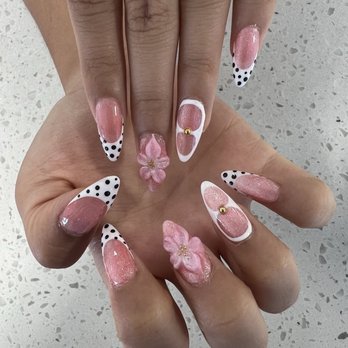 Jane Dynasty Nails - cateye gel-x nails with 3d flower and french tip - Nail Salons Near Me - Hawthorne, California Jane Dynasty Nails - cateye gel-x nails with 3d flower and french tip - Nail Salons Near Me - Hawthorne, California
