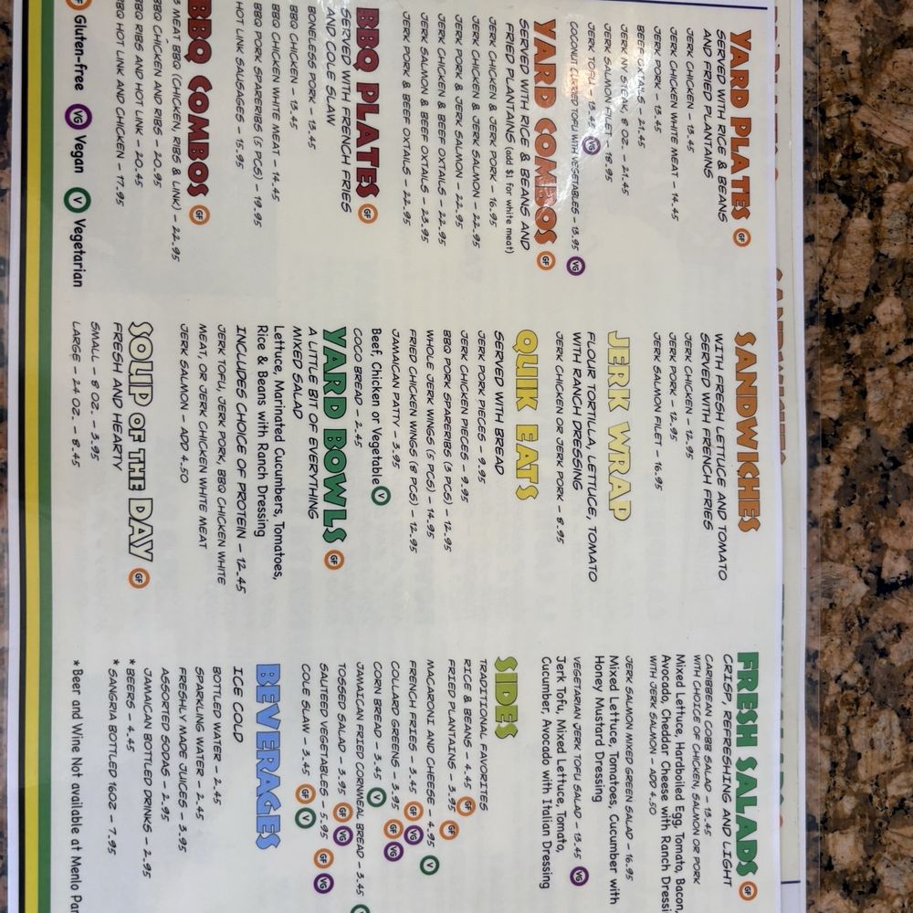 Back A Yard Caribbean Grill - Menu 8/2/26 - Caribbean Near Me - San Jose, California