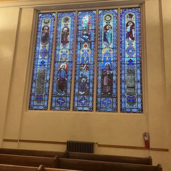 St Mary's Catholic Cathedral - Stain glass in front of Church - Churches Near Me - Portland, Oregon