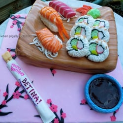 When Pigs Fly Pastries - Sushi birthday cake - french vanilla with pineapple filling