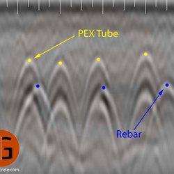 Concrete GPR - Raw GPR data of PEX tubes and rebar