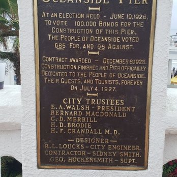 Oceanside Pier - Dedication Plaque from 1927... can you spot the typo? - Venues & Event Spaces Near Me - Oceanside, California Oceanside Pier - Dedication Plaque from 1927... can you spot the typo? - Venues & Event Spaces Near Me - Oceanside, California