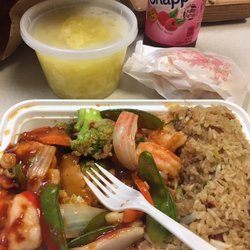 China King - Garlic shrimp with vegetables and pork fried rice!