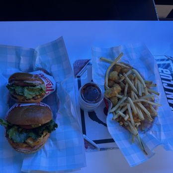 Monty's Good Burger - 2 double Monty's cheeseburger  50/50 order of fries and tots - Burgers Near Me - Los Angeles, California
