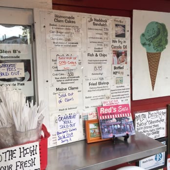 Red's Eats - Right menu. Perhaps it was sold out because it was later on a Saturday or end of season (October). - Seafood Near Me - Wiscasset, Maine Red's Eats - Right menu. Perhaps it was sold out because it was later on a Saturday or end of season (October). - Seafood Near Me - Wiscasset, Maine