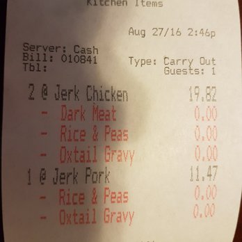 Beryl's Pepper Pot - The bill - Caribbean Near Me - Pickering, Ontario