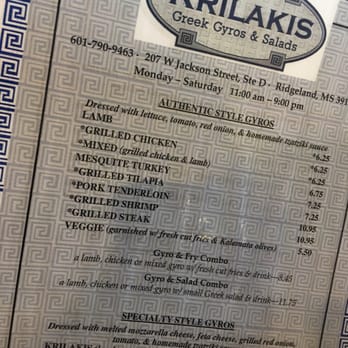 Krilakis - What's on the menu? (Get that tilapia outta' my face) *Nacho Libre voice* - Greek Near Me - Ridgeland, Mississippi Krilakis - What's on the menu? (Get that tilapia outta' my face) *Nacho Libre voice* - Greek Near Me - Ridgeland, Mississippi