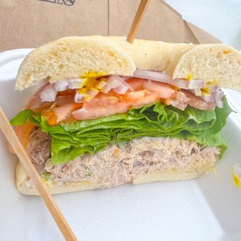 The Daily Bagel - Tuna salad on a plain bagel - Bagels Near Me - San Diego, California The Daily Bagel - Tuna salad on a plain bagel - Bagels Near Me - San Diego, California