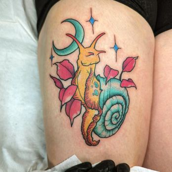 Fifth Sun Tattoo - Snail by Laura Lawley - Tattoo Near Me - Rohnert Park, California Fifth Sun Tattoo - Snail by Laura Lawley - Tattoo Near Me - Rohnert Park, California