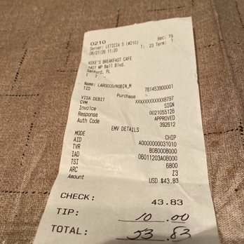 Keke's Breakfast Cafe - Receipt of paid - Breakfast & Brunch Near Me - Sanford, Florida Keke's Breakfast Cafe - Receipt of paid - Breakfast & Brunch Near Me - Sanford, Florida