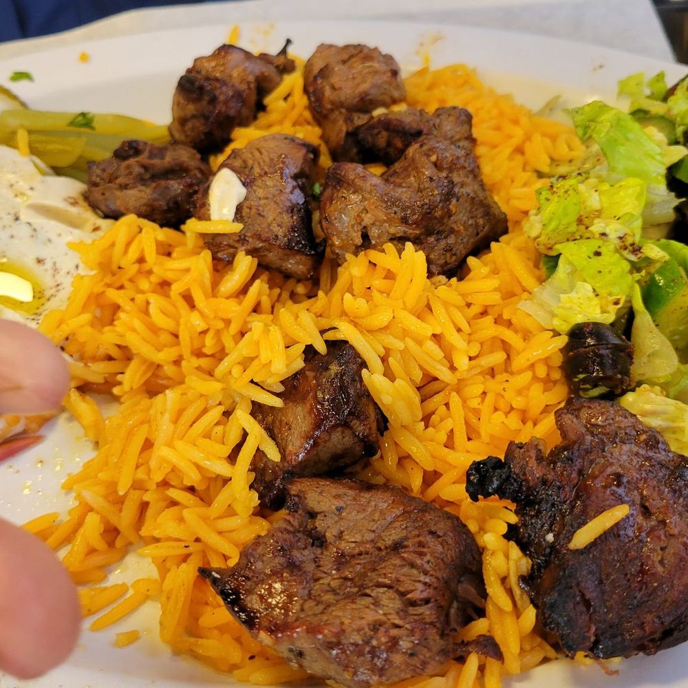 Levanty - Double filet mignon kabob dinner.  Chubby fingers not included, lol. - Halal Near Me - Corona, California