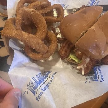 Islands Restaurant - Moa Crisp with onion rings - Burgers Near Me - Corona, California