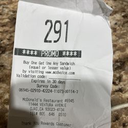 McDonald's - I needed the receipt for the location