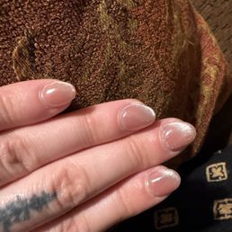 Fine silver cat eye gel over DNS 890 "romantic lover" with a chrome finish