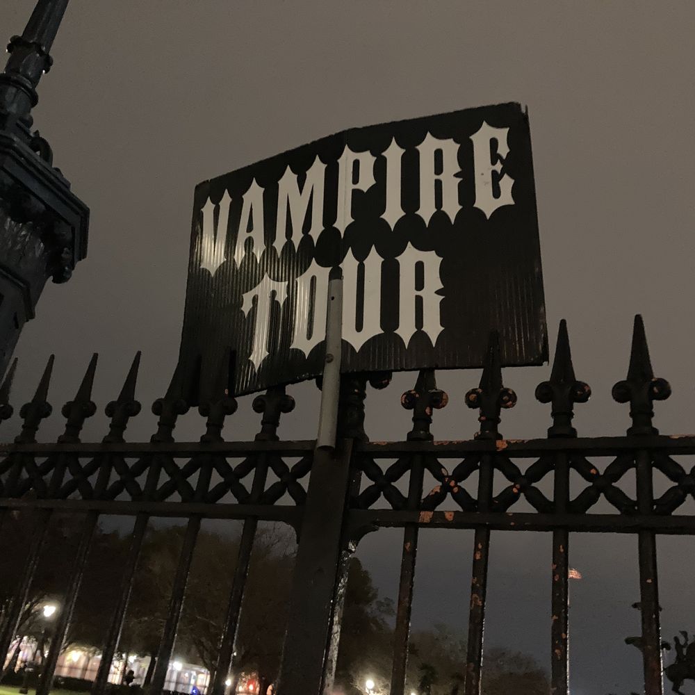 Vampire Tour sign in Jackson Square Vampire Tour sign in Jackson Square