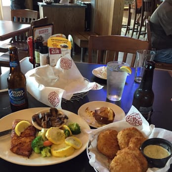Cotton Patch Cafe - This was meal of salmon and mixed veggies including fried green tomatoes. - Southern Near Me - Grapevine, Texas