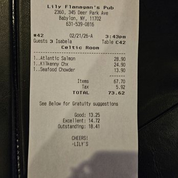 Lily's Babylon - Bill February 2026 - American Near Me - Babylon, New York