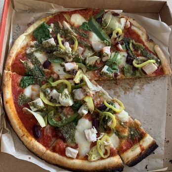 Blaze Pizza - Pesto drizzle on top of the pizza. Warned the slice in the oven and it was so good & fresh even the next day. - Salad Near Me - Atlanta, Georgia