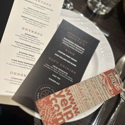 Yelp Event: New Year, New Badge - Sometimes you get extra cards to let you know about the meal that you're having that evening