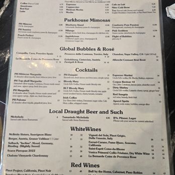 Parkhouse Eatery - Drink side of menu - Breakfast & Brunch Near Me - San Diego, California Parkhouse Eatery - Drink side of menu - Breakfast & Brunch Near Me - San Diego, California