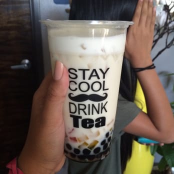 Teasociety - Peach Melon Milk Tea w/ Boba and Rainbow Jelly - Coffee & Tea Near Me - San Jose, California