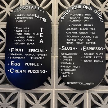 Frosty Fox - Menu - Desserts Near Me - Austin, Texas