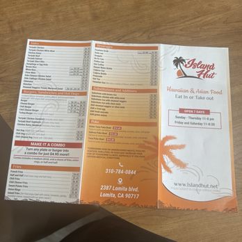 Island Hut - Back of menu - Hawaiian Near Me - Lomita, California Island Hut - Back of menu - Hawaiian Near Me - Lomita, California