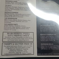 Pinscher's Pizzeria - Menu