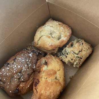 Bonjour Bakehouse - Chocolate Croissant, Smoked salmon and scallions Scone (I took a bite off ), Honey & Goat Cheese Scone, Pear Scone - Bakeries Near Me - San Mateo, California Bonjour Bakehouse - Chocolate Croissant, Smoked salmon and scallions Scone (I took a bite off ), Honey & Goat Cheese Scone, Pear Scone - Bakeries Near Me - San Mateo, California