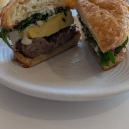 Breakfast sandwich with egg souffle and rosemary sausage Breakfast sandwich with egg souffle and rosemary sausage