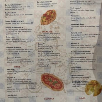 Amuri - Menu - Italian Near Me - San Diego, California Amuri - Menu - Italian Near Me - San Diego, California