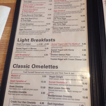 Sunset Grill - Menu page 1 - Breakfast & Brunch Near Me - Vaughan, Ontario