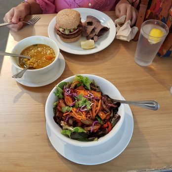 Hip Vegan - Hoi An Burger with lentil soup and echo bowl...Yummy :) - Vegan Near Me - Ojai, California