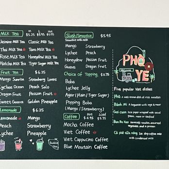 Pho Ye - Wall menu - Vietnamese Near Me - Oceanside, New York
