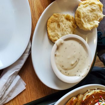 Perkins American Food - a plate of pancakes and a bowl of dip - American Near Me - Jackson, Tennessee