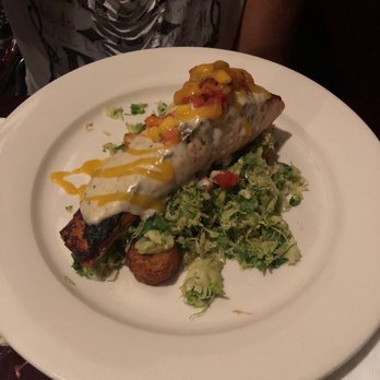 MangoSeed Restaurant - Jerk Salmon with Pico de Gallo - Caribbean Near Me - Brooklyn, New York