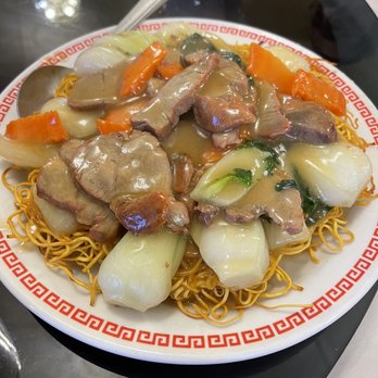 Lucky Jade - Hong Kong Style Chow Mein with BBQ Pork and Bok Choy - Dim Sum Near Me - Sacramento, California