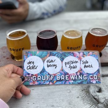 Gruff Brewing - a flight of beers on a table - Breweries Near Me - Bellingham, Washington